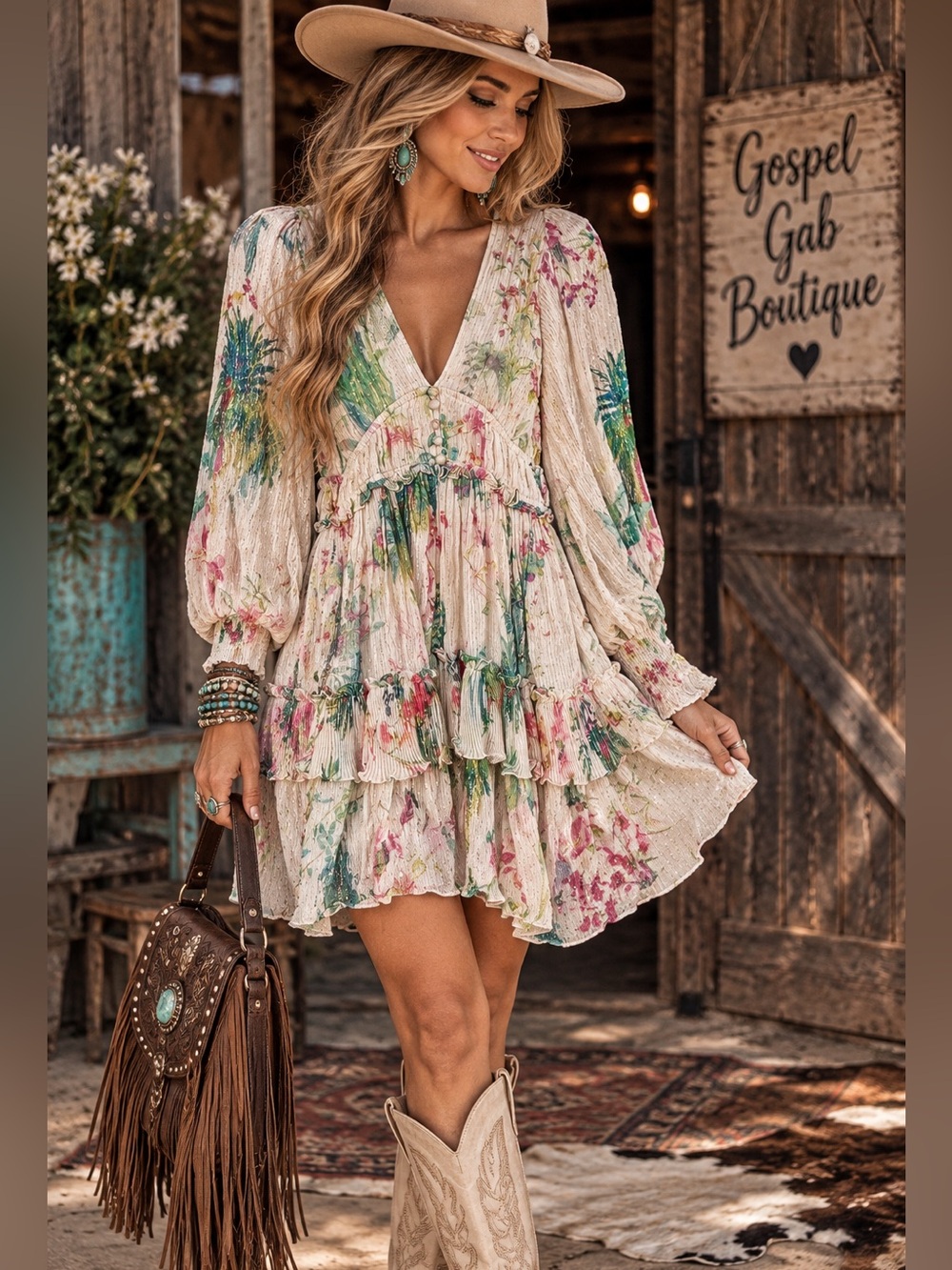 Hemant & Nandita Zaina Floral Metallic Lurex Mini Dress XS/P
